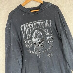 Affliction Hoodie Men 2XL Black American Customs MC Mohawk Skull Acid Wash Shirt